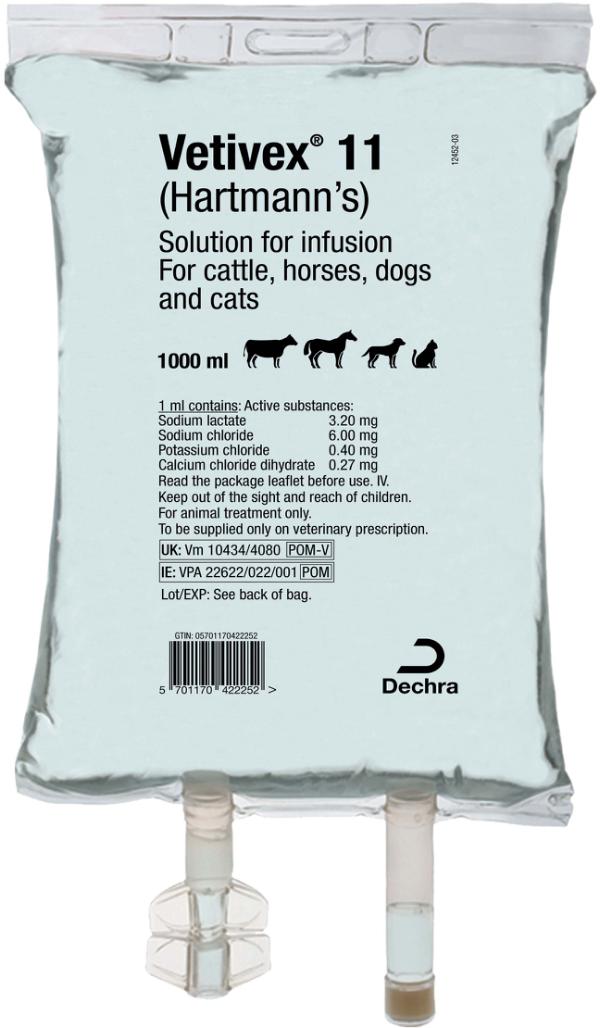 11 (Hartmann’s) solution for infusion for cattle, horses, dogs and cats